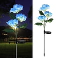 thumbnail image 3 of Solar Stake Light 600mAh IP44 Waterproof Hydrangea Garden Stake Light with 3 Heads Auto On/Off Landscape Decor Light for Garden Lawn Patio Blue, 3 of 8