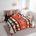 thumbnail image 2 of Homewish Boho Tribal Print 7-Piece King Bedding,Rhombus Stripe King Bed in a Bag,Orange,Black Reversible, 2 of 8