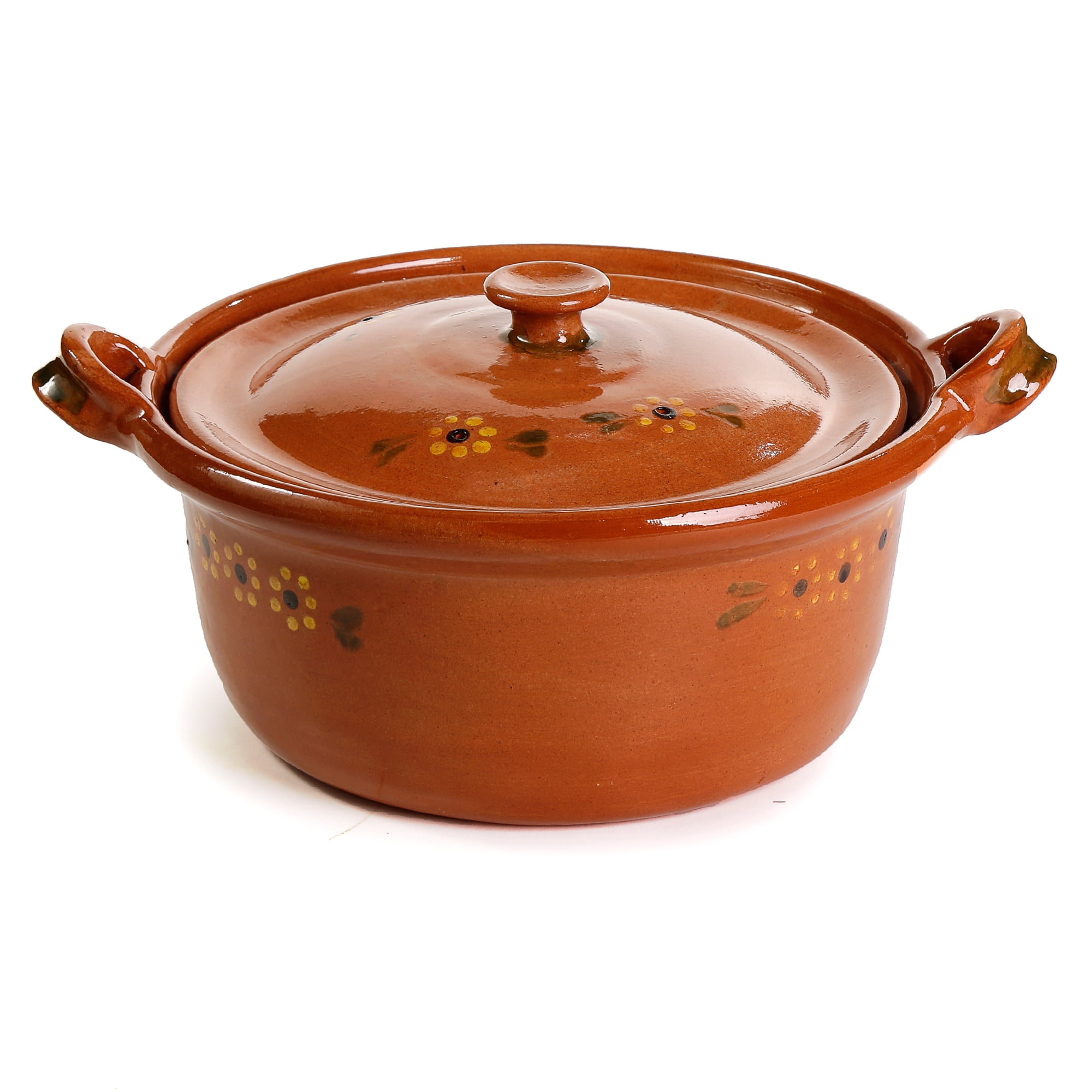 Ancient Cookware, Mexican Clay Lidded Cazuela Pot, Large, Terracotta, 4