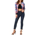 thumbnail image 2 of Chaqueta bomber para mujer Inspire Chic, corte ajustado, ligera, con cremallera, talla XS, azul lago, 2 of 7