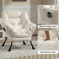 thumbnail image 3 of Velvet Large Lazy Chair, Accent Reading Chair, Cozy Lounge Chair with Armrest, Leisure Sofa Chair for Living Room, Bedroom, Dorm, Beige, 3 of 9