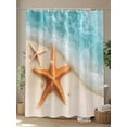 thumbnail image 4 of Summer Cyan Shower Curtain, Teal Beach Scenery Seaside Starfish Coastal Waterproof Shower Curtain Set with 12 Hooks Lightweight Washable Fabric Shower Curtains for Bathroom 48x72 Inches, 4 of 6