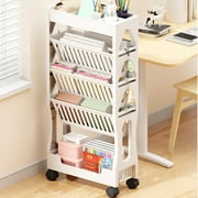 Wuztai Multifunctional Desk Organizer, Large Capacity Folding Bookshelf Storage Rack, Portable 5-Layer Book Rack for Home Study Desk Office