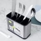 thumbnail image 5 of Cubertero organizador de acero inoxidable | Porta cubiertos compartimentado con orificios de drenaje | Almacenamiento de cocina para encimera o pared para cuchillos, tenedores y cucharas, 5 of 6