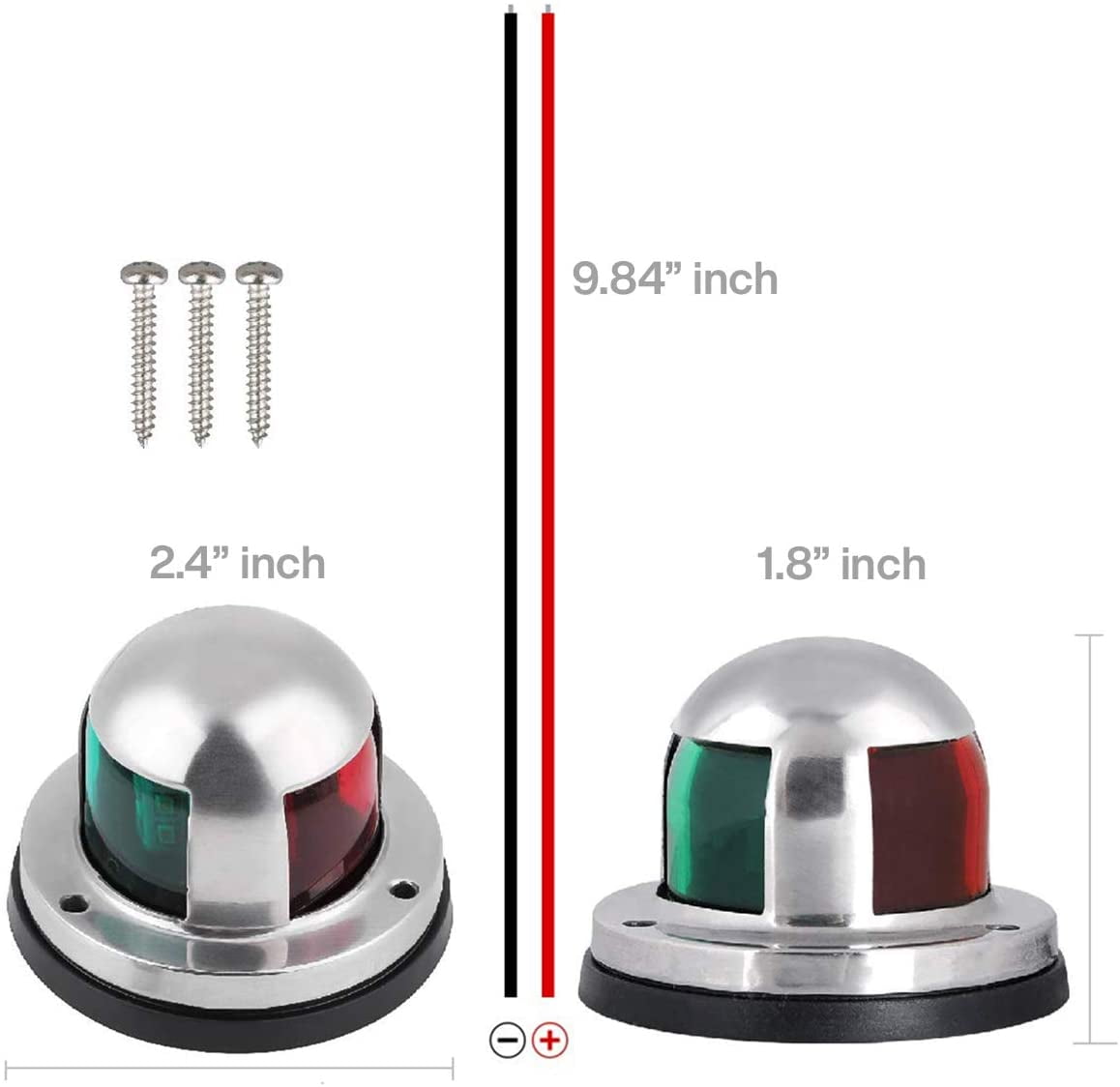 Alyvia Stainless Steel Covers and Polycarbonate Lens to Resist Corrosion Marine Navigation Bow Lights for Pontoons, Starboard, Yacht and Chandlery Boat | 1 Pack