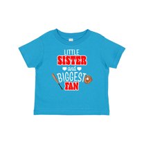 Inktastic Little Sister and Biggest Fan Baseball Glove and Bat Girls Baby T-Shirt
