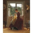 thumbnail image 3 of Ludvig August Smith 12x14 Black Modern Framed Museum Art Print Titled - Interior with a Woman Sitting and Sewing in Front of the Window While Reading a Letter, 3 of 5