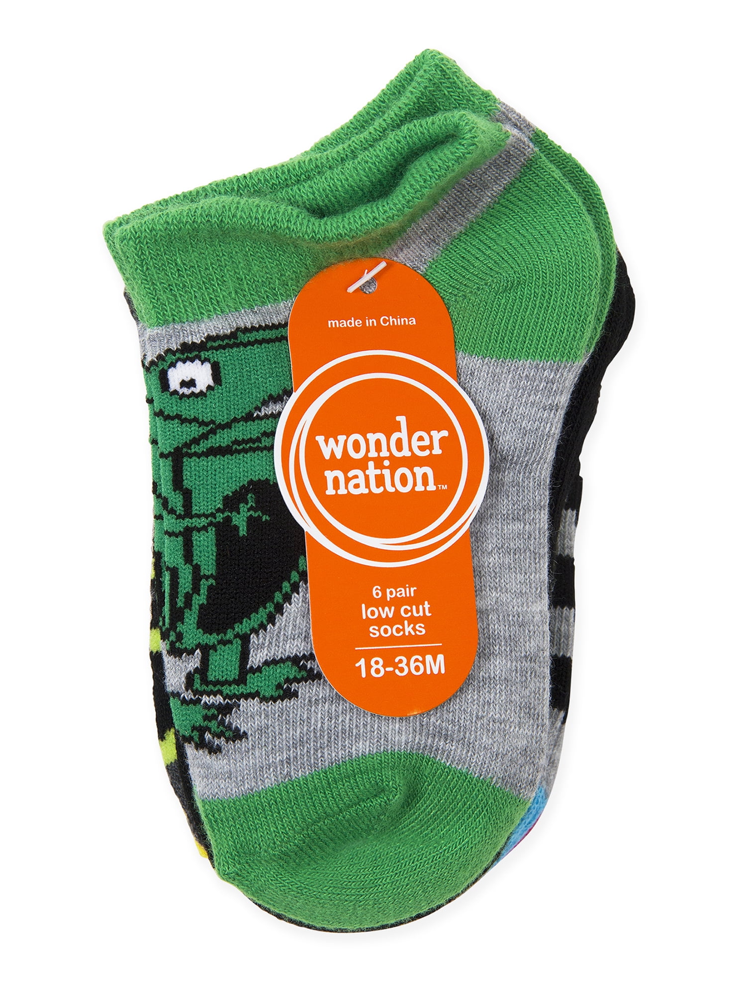 Wonder Nation Baby and Toddler Boy No Show Socks, 18-Pack, Sizes 18M-5T