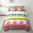thumbnail image 2 of Manfei Cute Snata Claus 7-Piece Twin Bedding Sets,Wild Deer Slihouette Bedding Comforter Set,Green Xmas Tree Sheet Sets For Girl,Luxury Bedroom Decor Reversible, 2 of 8
