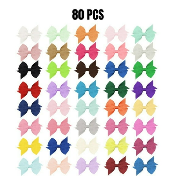 80 Count Alligator Hair Clips in 40 Solid Colors for Girls' Hair Styles