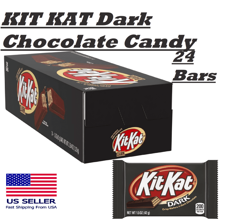 KIT KAT Dark Chocolate Candy, 1.5 Ounce, Full Size Bars, 24 Count
