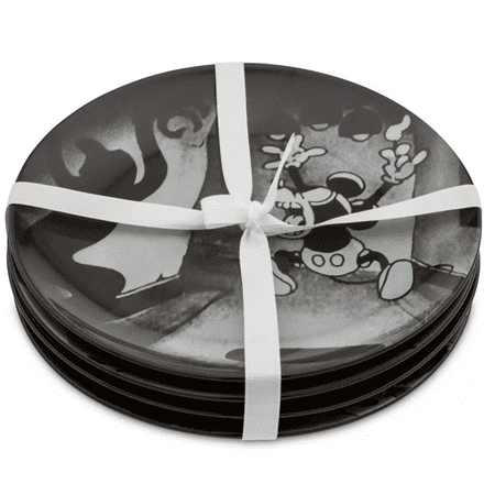 Disney The Skeleton Dance and The Haunted House Dinner Plates, Ceramic White, 4 Piece