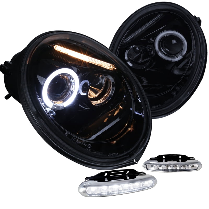 1999 Volkswagen Beetle Headlights Spec-D Tuning For 1998-2005 Volkswagen Beetle Halo Glossy Black