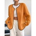 thumbnail image 5 of Womens Fleece Jacket Fall Winter Warm Long Sleeve Casual Loose Fit Comfy Fashion Outwear Cardigan Outfit Coat Orange XXL, 5 of 8