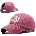 thumbnail image 1 of Women Ponytail Baseball Cap USA Flag Cotton Sports Hat, 1 of 5