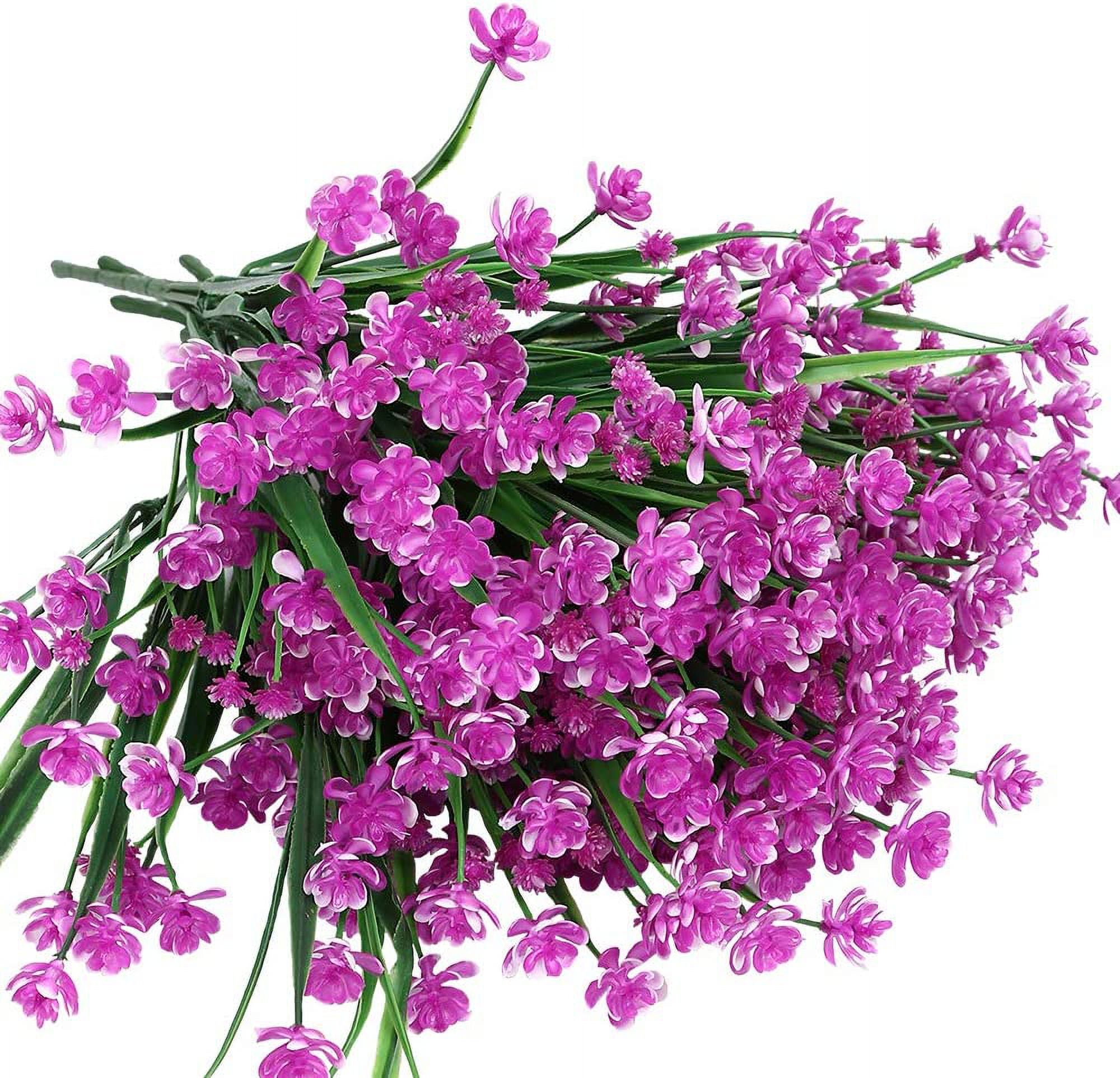 Artificial Outdoor Flowers, Fake UV Resistant Foliage Greenery Faux Plants Shrubs Plastic Bushes for Indoor Outside Hanging Planter Wedding Farmhouse Decor (Pink)