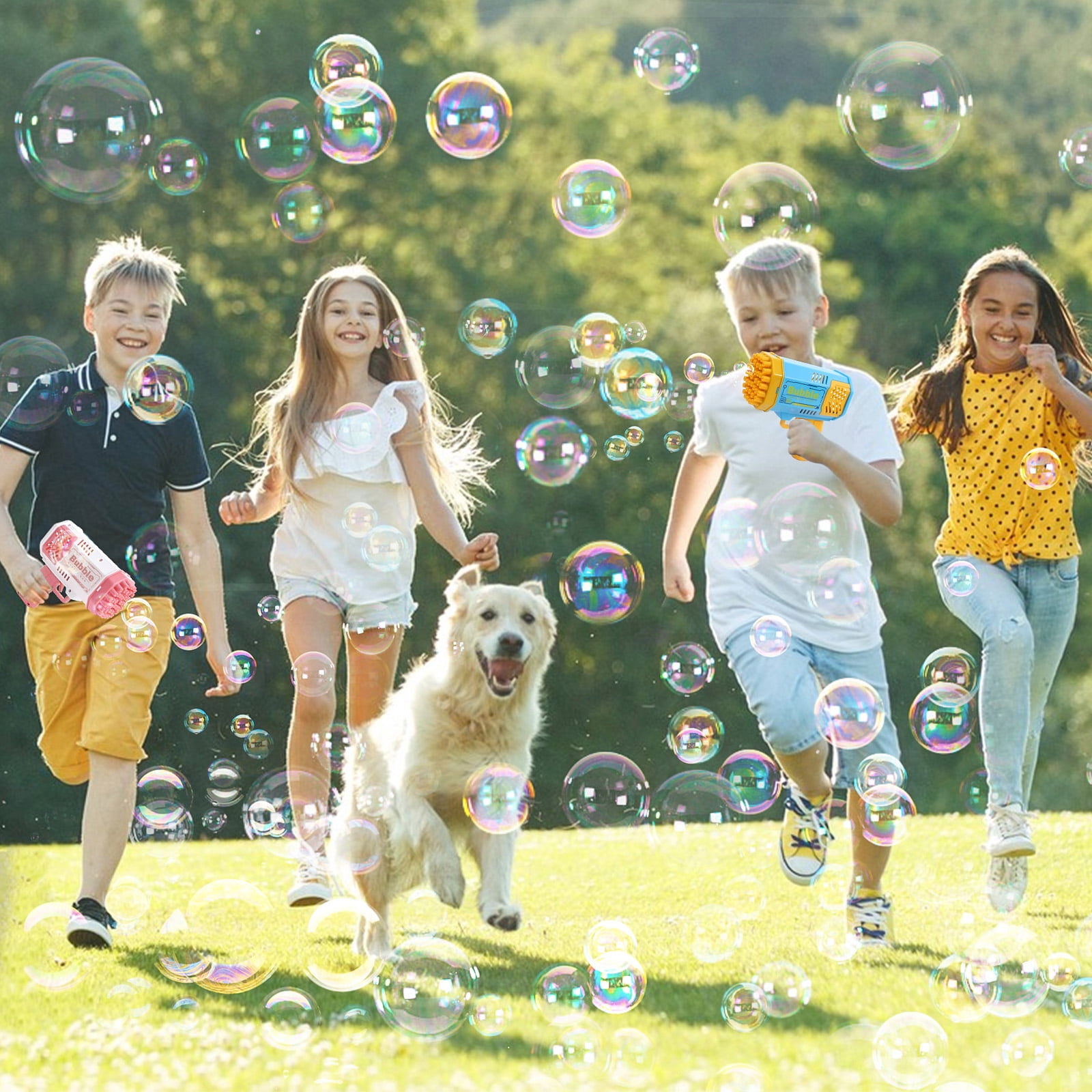 2-Pack 40-Hole Bubble Gun with Flashlight, Bubble Launcher Bubble Machine Bubble Blower Bubble Maker Bubble Gun Kids Boys Girls Toy Gifts for Outdoor Indoor Birthday Wedding Party