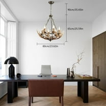 Rustic Antler Chandelier 6 Lights, Farmhouse Chandeliers with Resin 6 Antlers and Retro Metal Wagon Wheel Vintage Style for Dining Room, Kitchen, Living Room (Bulb Not Included)