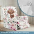 thumbnail image 2 of SCRAWLGOD Highland Cattle Floral Pink White Recliner Chair Covers Stretch Recliner Sofa Cover Furniture Protector Cover Recliner Chair Cover with Elastic Bottom Washable Slipcovers for Living Room, 2 of 7