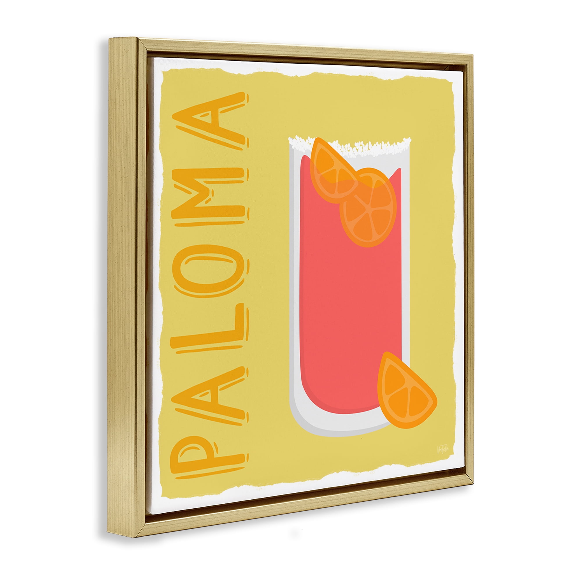 Stupell Industries Paloma Cocktail Drink Food & Beverage Painting Gold Floater Framed Canvas Art Print Wall Art, 25 x 25
