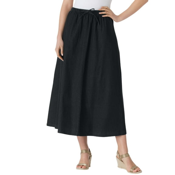 Woman Within Plus Size Drawstring Denim Skirt