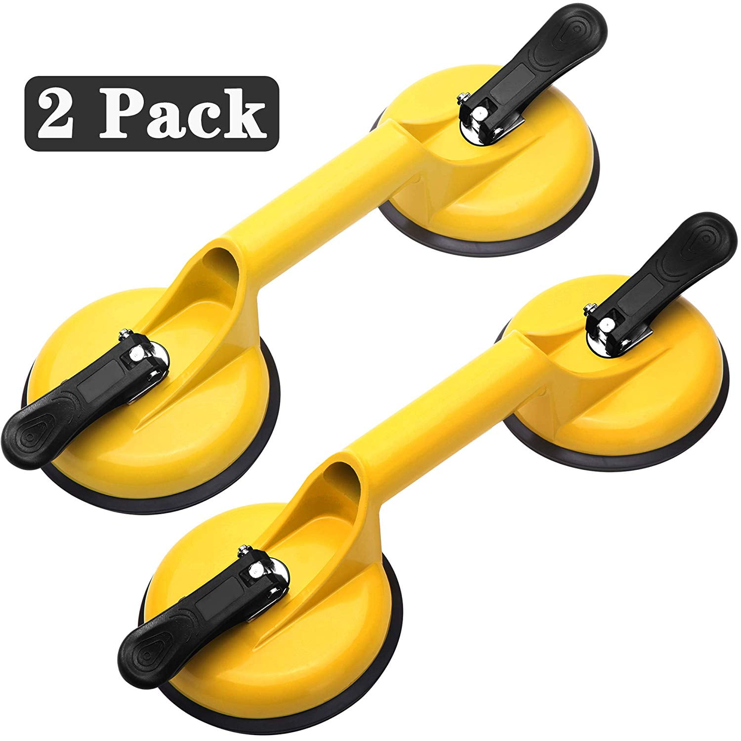 Queta 2 Pack Glass Suction Cups Heavy Duty Aluminum Vacuum Plate Double Handle Glass Holder to Lift Large Glass/Floor Gap Fixer/Tile Suction Cup Lifter/Moving Glass/Pad for Lifting/Dent Puller 