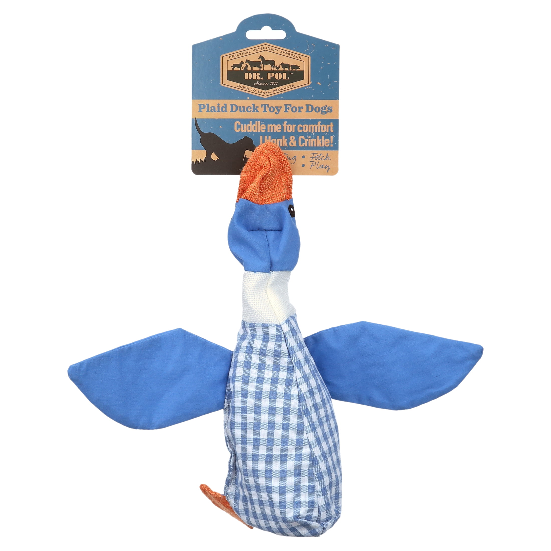 Dr. Pol Plush Squawking Plaid Duck, Blue