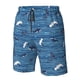 thumbnail image 4 of Balery Sharks on White Blue Striped Traje de Baño Estilo Hawaiano para Hombre, Shorts de Secado Rápido con Bolsillos-Large, 4 of 6