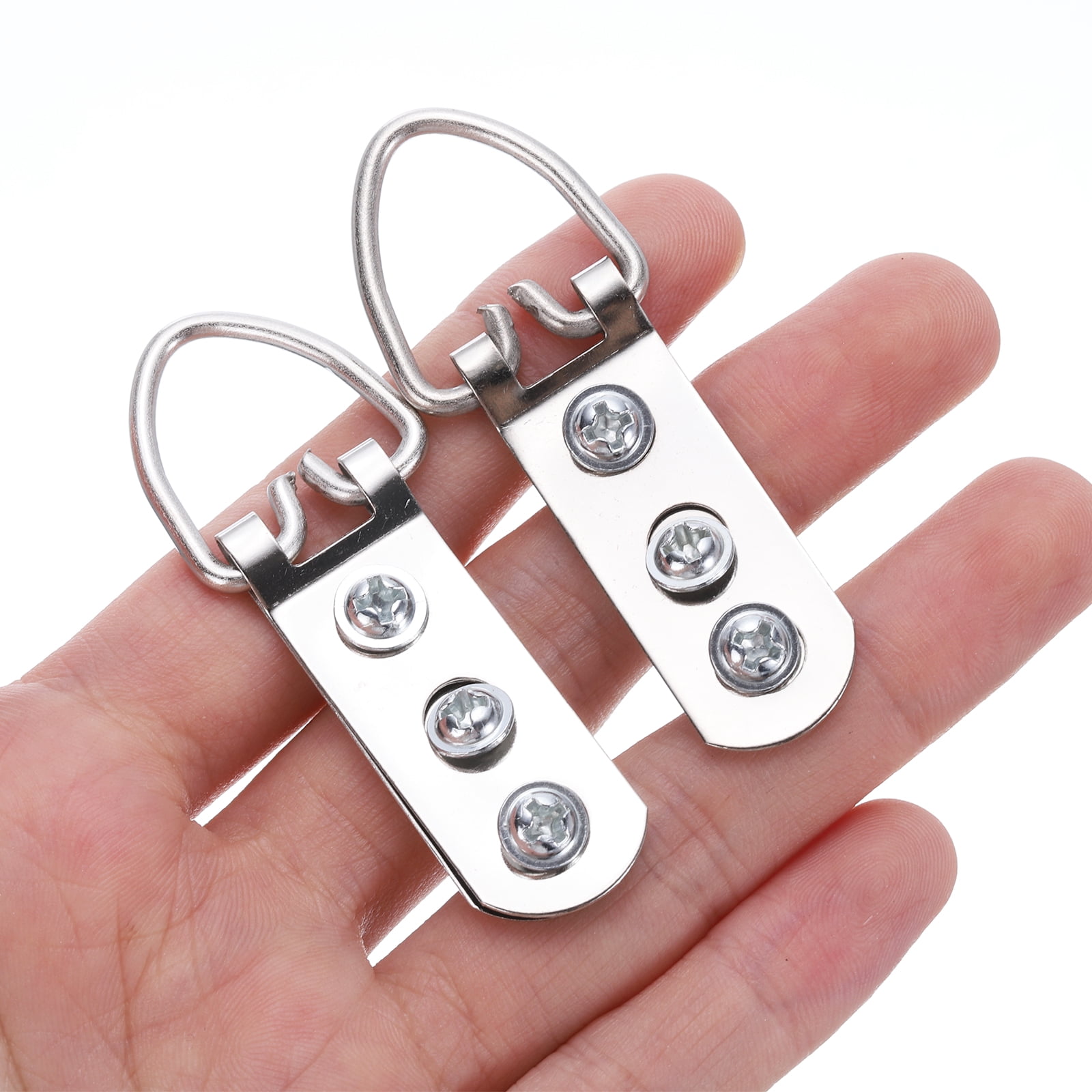 Uxcell 50Pcs D-Ring Picture Hangers with Screws, Three Hole Picture Hanging Hardware, Picture Hooks for Artwork Silver