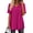 Bright Pink, variant on Plus Size Solid Color V-Neck Short Sleeve Tunic – Loose Fit with Side Crisscross Design & Side Slit Everyday Basic Top Black,S