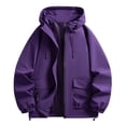 thumbnail image 5 of Rain Jackets for Men Waterproof Long Sleeve Zip Up Hooded Windbreaker for Big and Tall Solid Color Daily Outdoor Hiking Travel Casual Jacket, 5 of 6