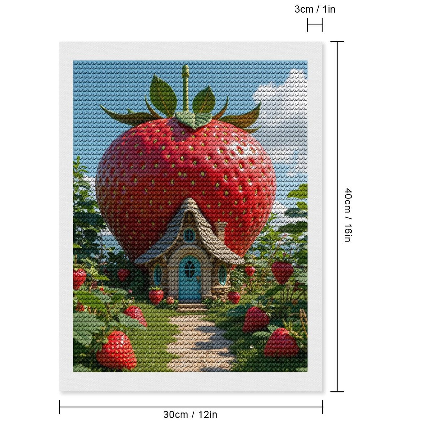 Diamond Art Kits for Adults, Strawberry Cottage Fairy Tale Scene 5D Diamond Painting Kits for Adults Beginners, DIY Full Drill Diamond Painting, Gem Art and Crafts 12x16