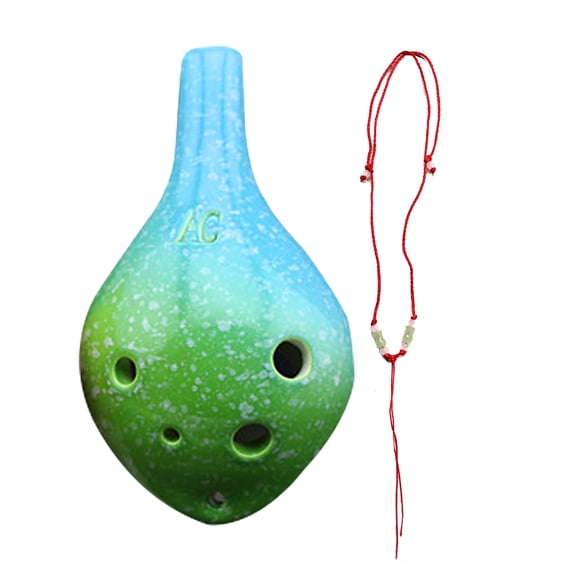 6 Holes Ceramic Ocarina Alto C Simple Starry Style Musical Instrument with Lanyard Music Score for Music Lover and Learner