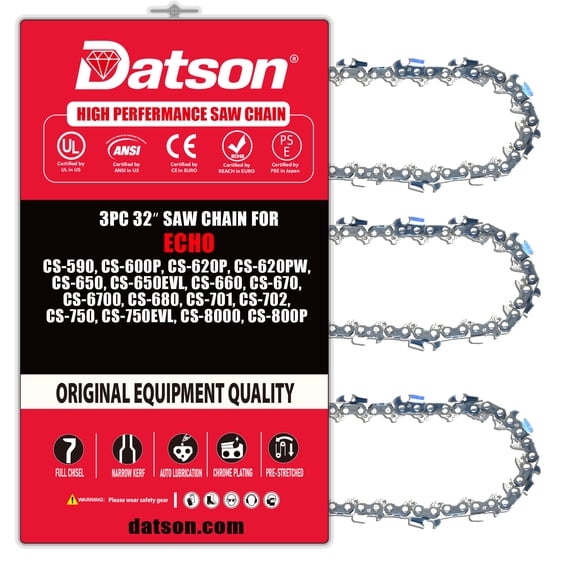 3PACK,32" Chainsaw Chain 0.375" Pitch (3/8"), 0.050" Gauge, 105 Drive Link, 33RSLF 105, Fits ECHO ：CS-590, CS-600P, CS-620P, CS-620PW, CS-650, CS-650EVL, CS-660