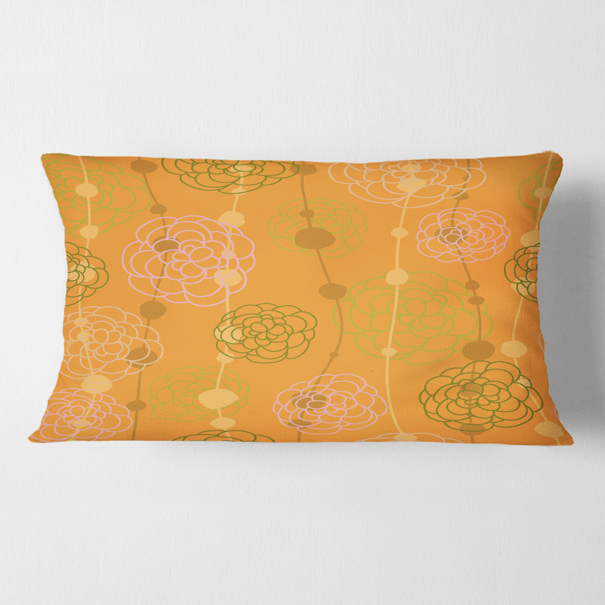 Designart Retro handdrawn flowers III' Mid-Century Modern Throw Pillow - 12x20