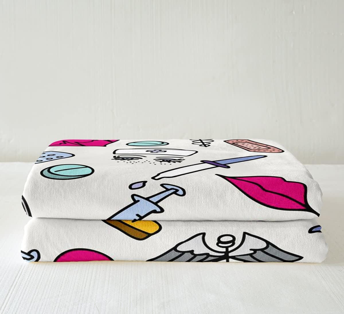 Nurse Gifts,Nursing Blanket Cartoon Sketch Cute Throw Blanket,Nurse Accessories for Work Fleece Blanket 30"x40",Nursing Bags for Nurses Nurse Practitioner Gifts for Women Room Decor