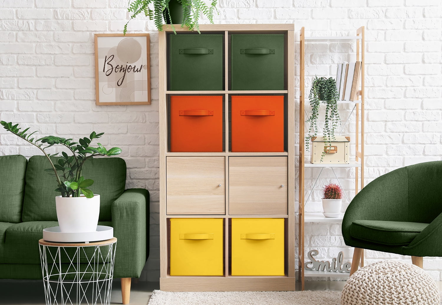 Sorbus Foldable Fabric Storage Cubes with Handles, Multicolor, 6 Pack