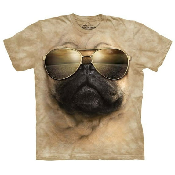 The Mountain Tan 100% Cotton Aviator Pug Graphic Novelty T-Shirt