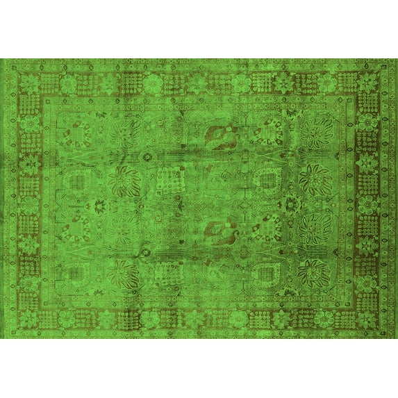 Ahgly Company Indoor Rectangle Oriental Green Industrial Area Rugs, 3' x 5'