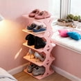 thumbnail image 4 of Vertical Shoe Rack Small, 5 Tier Shoe Storage Rack Easy Installation, for Corridors, Bedrooms Living Room Corner and Small Spaces (Pink), 4 of 6