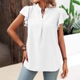 thumbnail image 6 of White Blouse for Women Fashion Women's Summer V-Neck Solid Short Sleeve Sexy Top Blouse Blouses for Women Dressy Casual ,White,M, 6 of 6