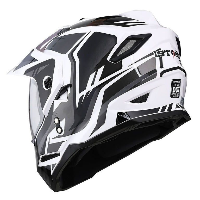 1Storm Dual Sport Motorcycle Motocross Off Road Full Face Helmet HF802 Dual  Visor Storm Force Black - Walmart.com