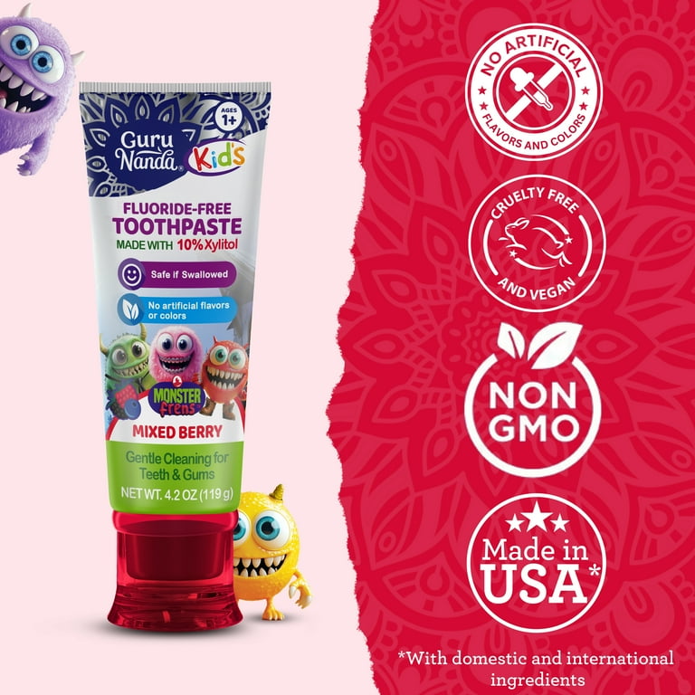 Gurunanda Kid's Toddler Toothpaste with Xylitol - Fluoride-Free
