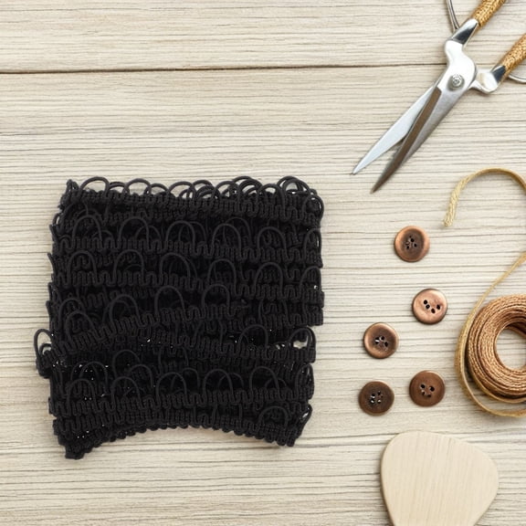 Soimiss Durable Black Elastic Lace Trim Ribbon with Decorative Buttonhole Loops
