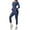 D10/Navy, variant on Afdoent Women 2 Piece Workout Sets Solid Color Breathable Yoga Long Sleeve And High Waisted Pants Workout Running Gym Fitness Activewear Outfit Fashion Clothes