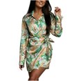 thumbnail image 1 of Vestido de manga larga con estampado de solapa de primavera y otoño para mujer Pompotops hdfakjf9676, 1 of 9