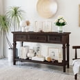thumbnail image 3 of Farmhouse Wood ConsoleTable for Hallways Narrow Foyer Sideboard with Drawers and Bottom Shelf for Entryway, Espresso, 3 of 8
