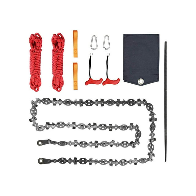Accesorio de emergencia de camping DYNWAVEMX Incluye cuerdas, ganchos en S, mosquetón y accesorio de bolsillo de cadena de cuerda manual, Motosierra portátil