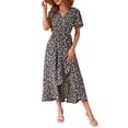 thumbnail image 1 of Vestido Maxi Floral con Escote en V y Cinturón PRETTYGARDEN para Mujer XL, 1 of 7