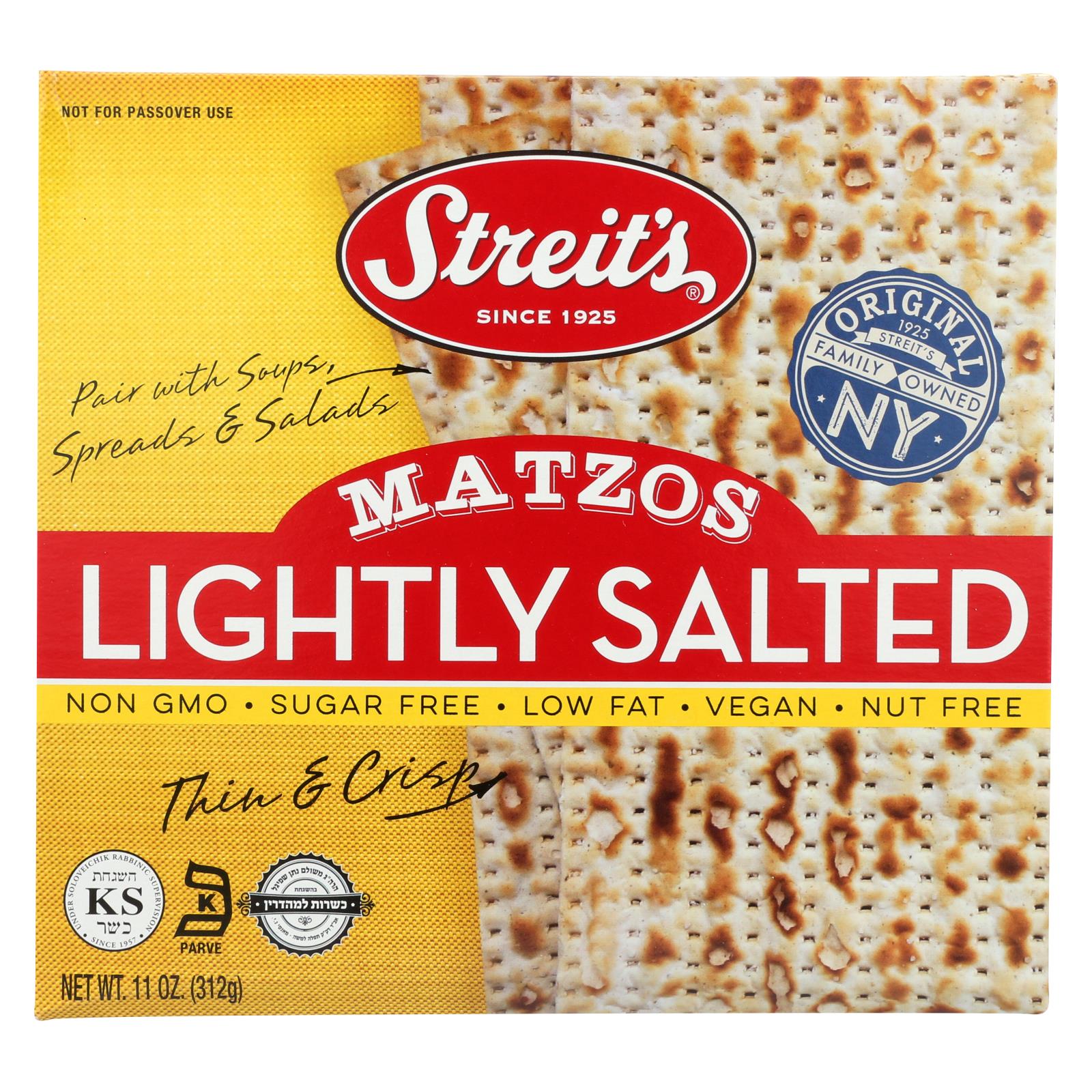 Streit's Matzos Lightly Salted Case of 12 11 oz.